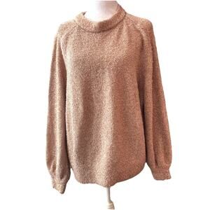 Loft NWT Sweater Pink/Peach Rose Gold Metallic Shimmer Sz M Christmas Holiday